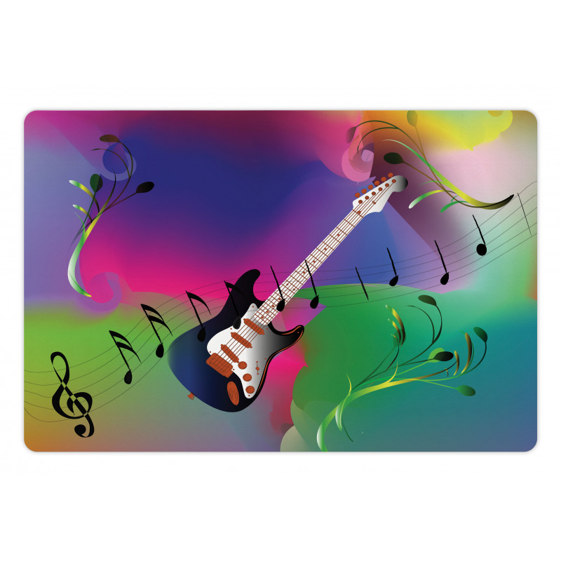 Guitar on Colorful Back Pet Mat