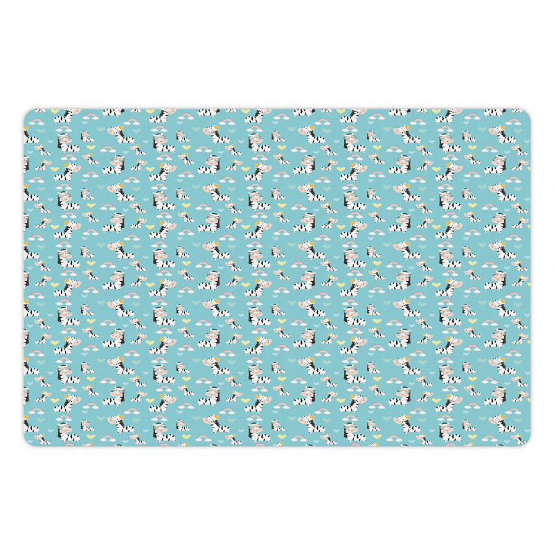 Cheerful Zebra Heart Pet Mat