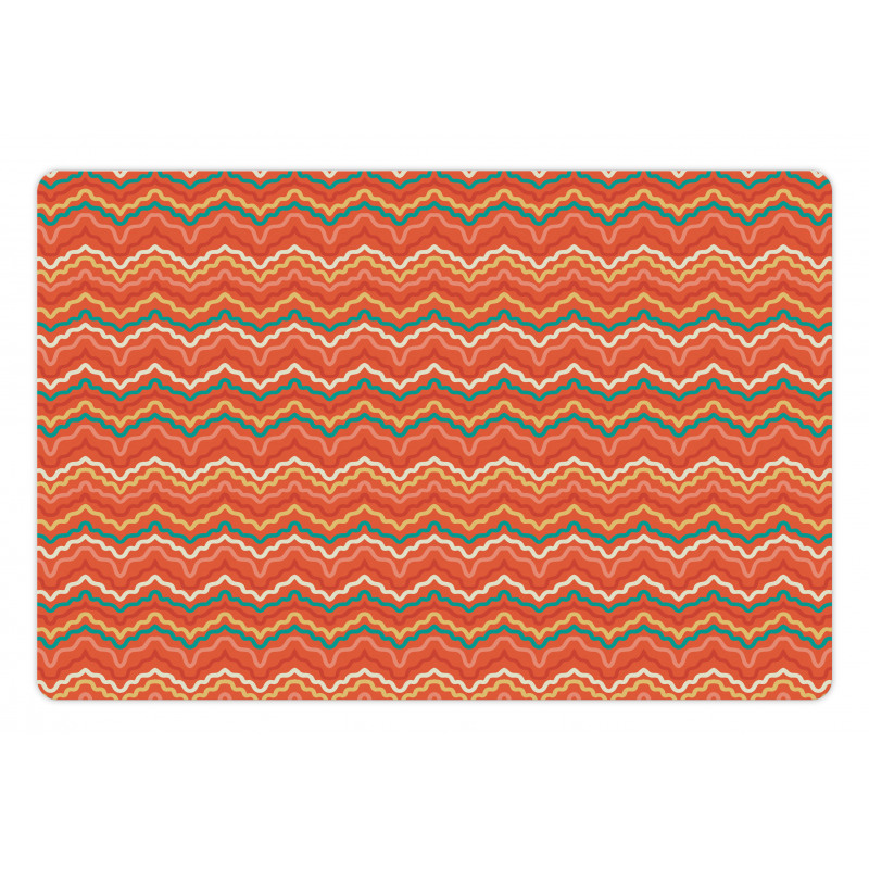 Retro Warm Tone Wavy Lines Pet Mat