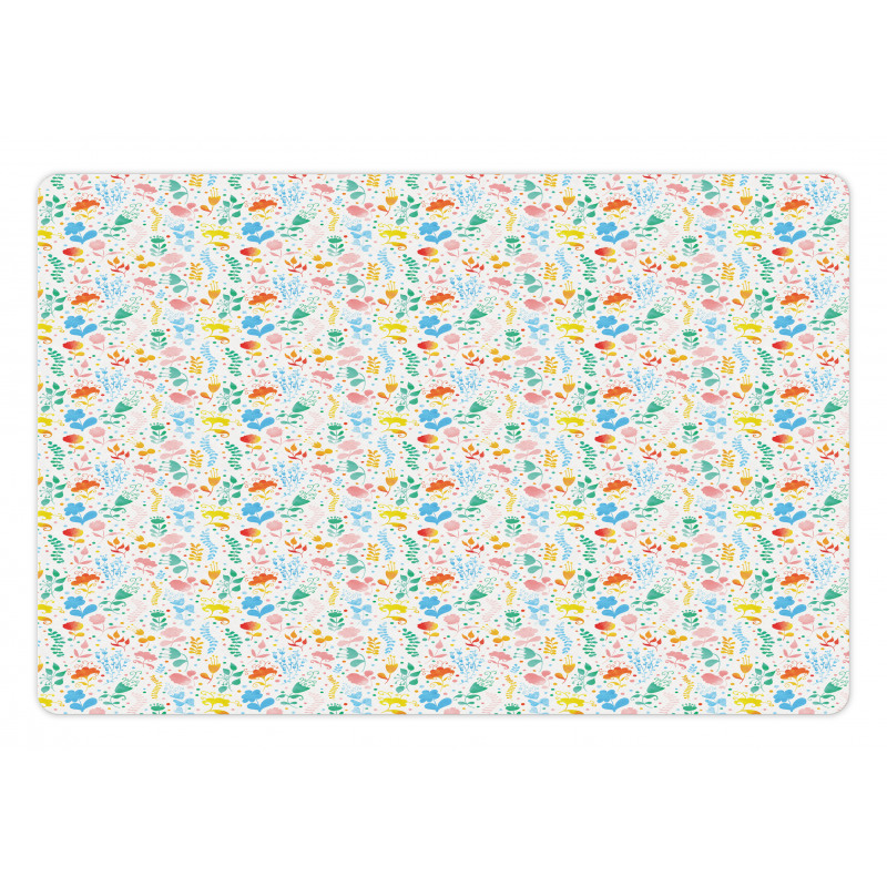 Pastel Dots and Flora Scene Pet Mat