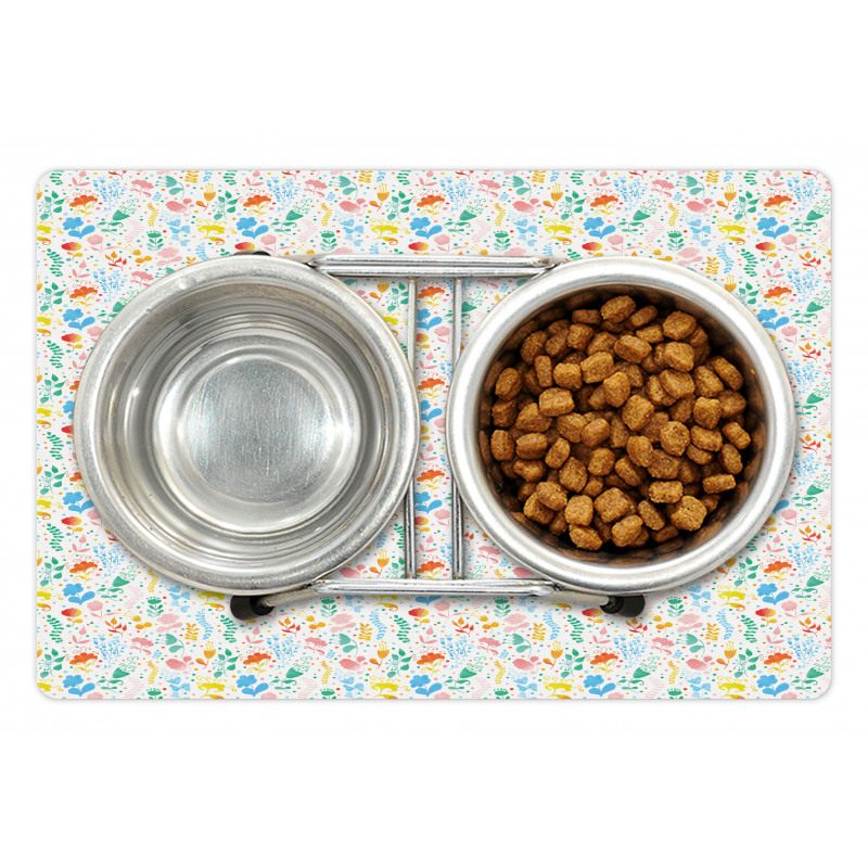 Pastel Dots and Flora Scene Pet Mat