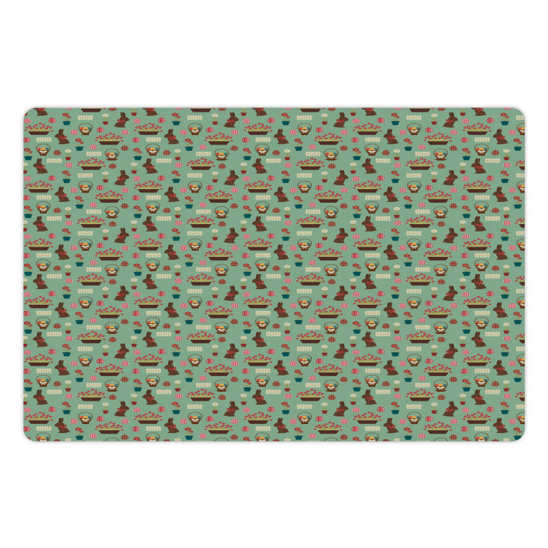 Chocolate Bunny Eggs Tulips Pet Mat