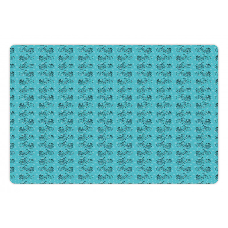 Vintage Outline Bicycle Spots Pet Mat