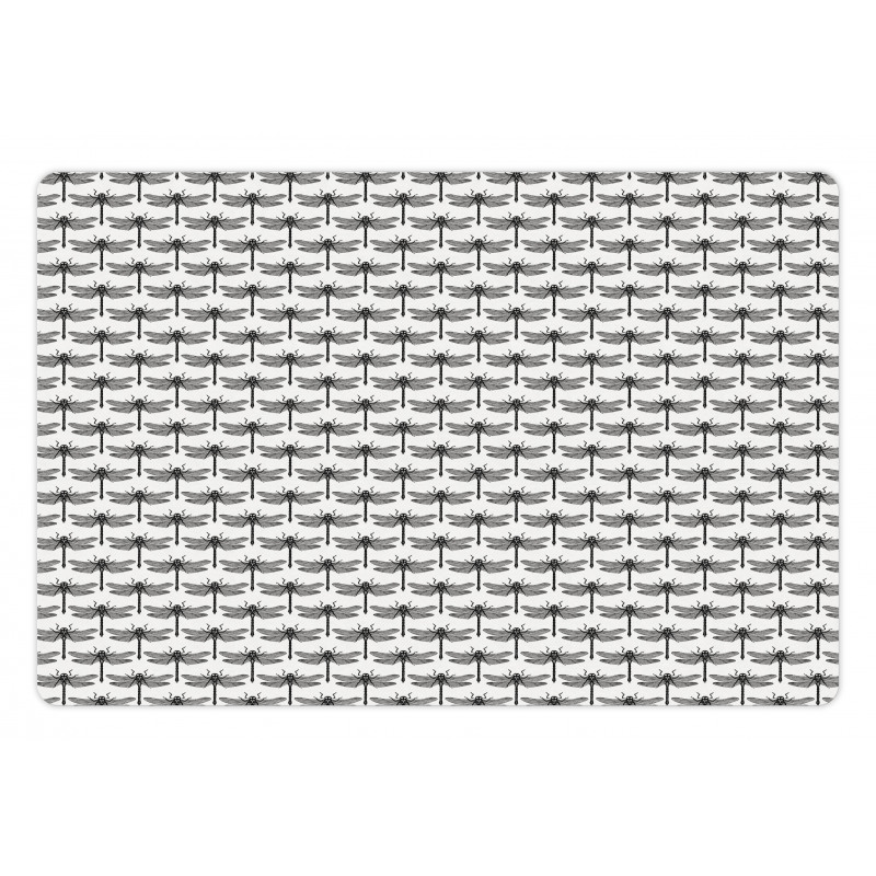 Monochrome Dragonflies Pet Mat