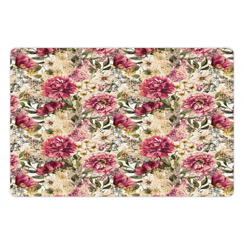 Motley Spring Flowers Leaves Pet Mat