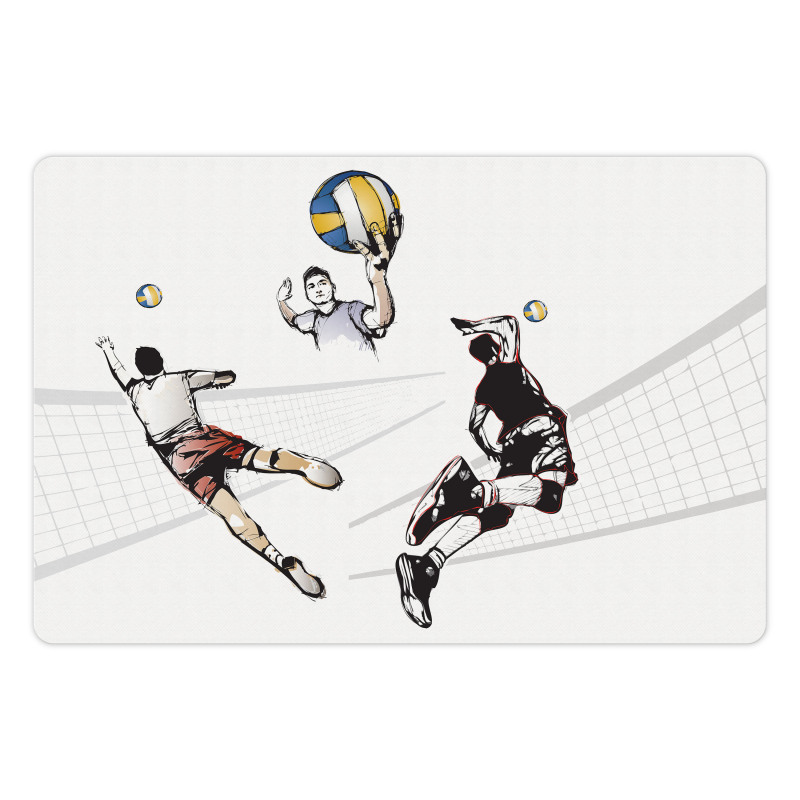 Players Hitting the Ball Pet Mat