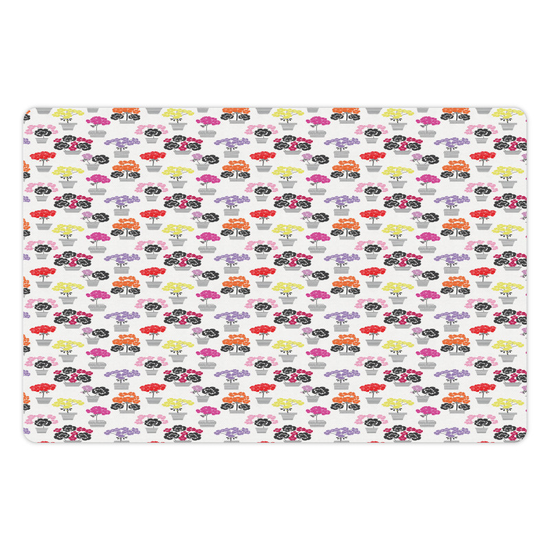 Colorful Flower Pots Art Pet Mat