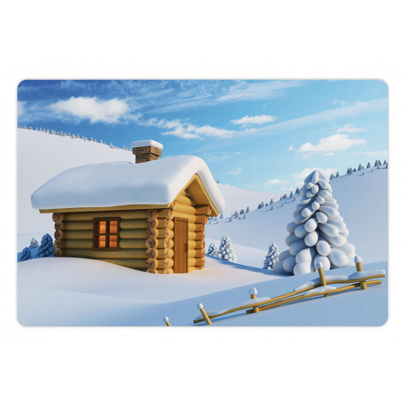 Lodge in Snowy Landscape Pet Mat