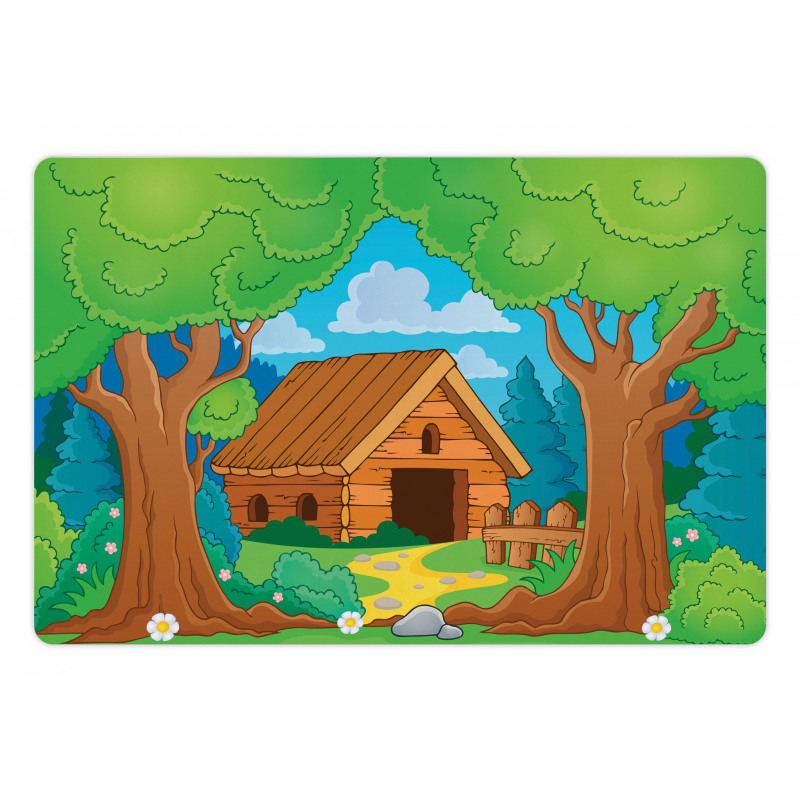 Wooden Shed in Forest Pet Mat