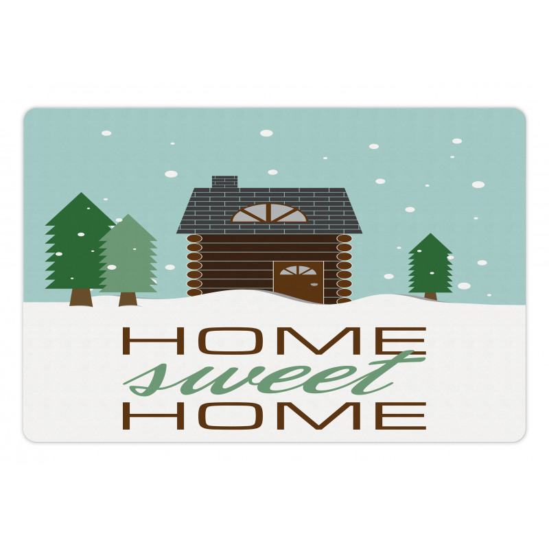 Lodge with Winter Theme Pet Mat