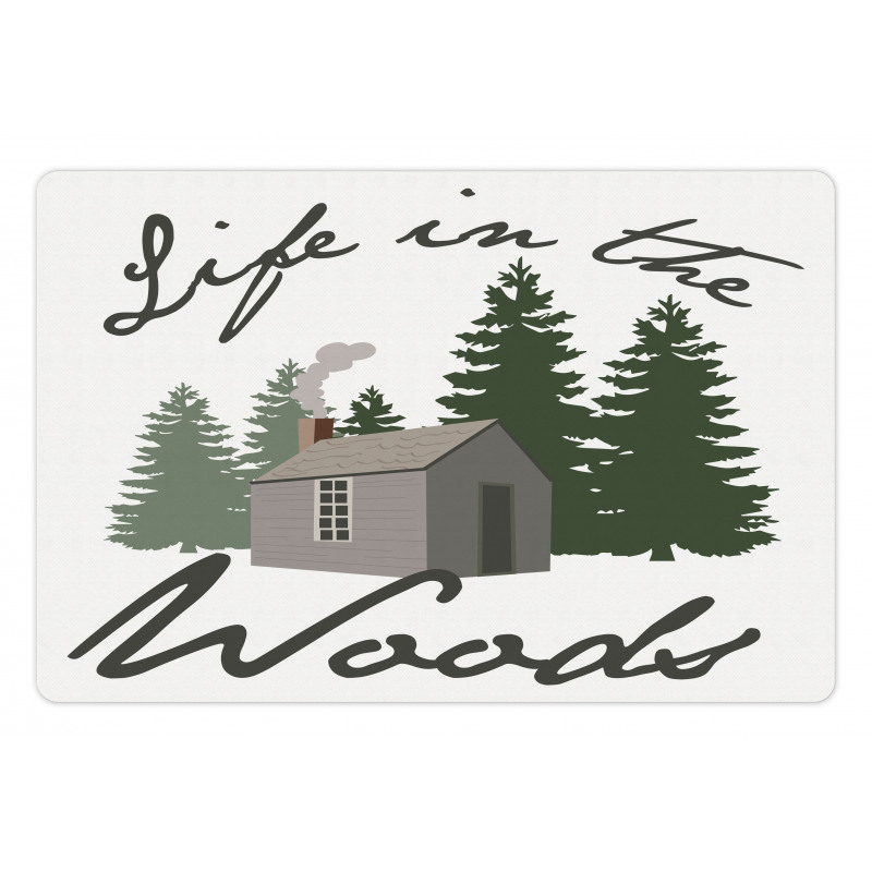 Rustic Lodge in Forest Pet Mat