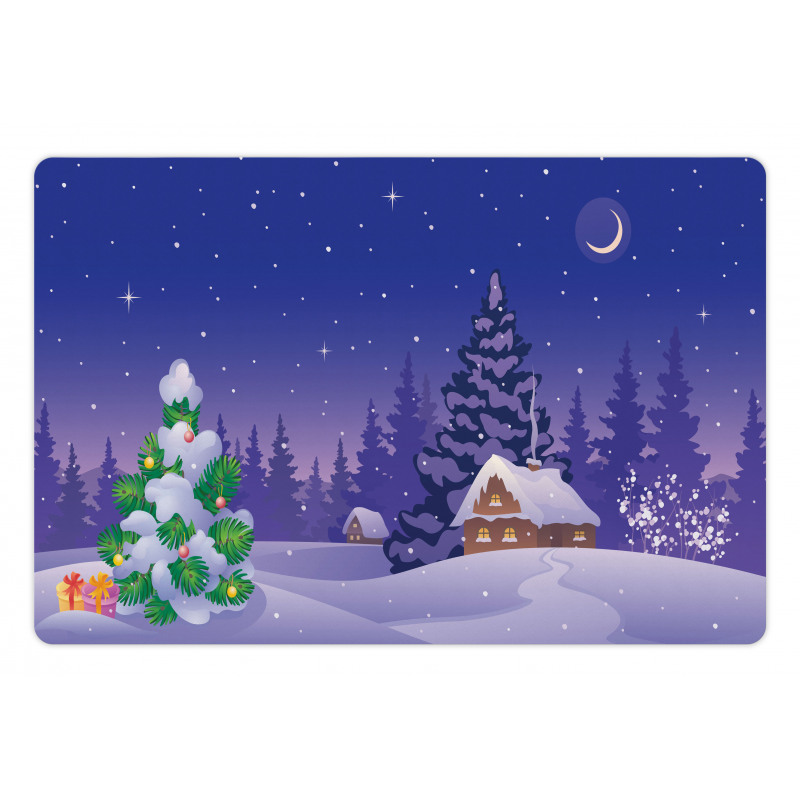 Cabin Covered with Snow Pet Mat