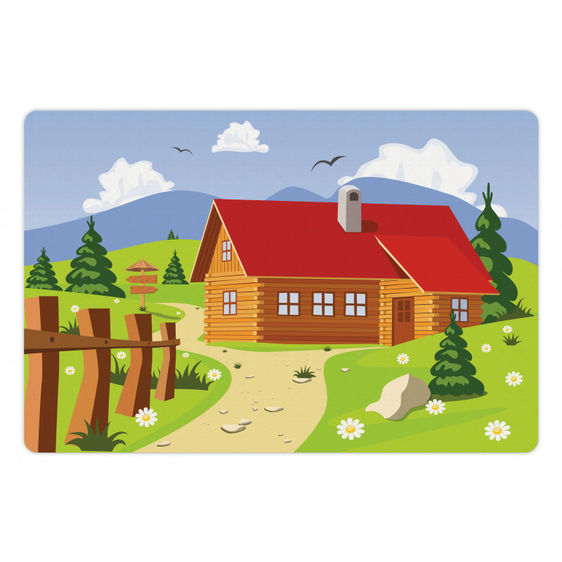 Chalet Image in Mountain Pet Mat