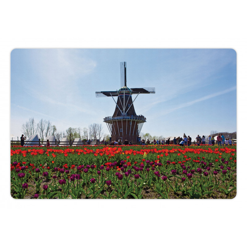 Windmill Photo on Tulip Field Pet Mat