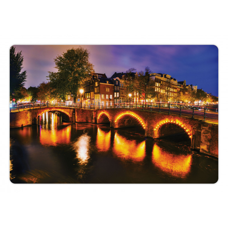 Dutch Canals and Lit Bridges Pet Mat