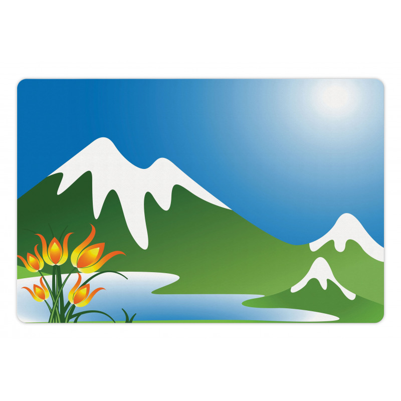 Snowy Mountain Flowers Pet Mat