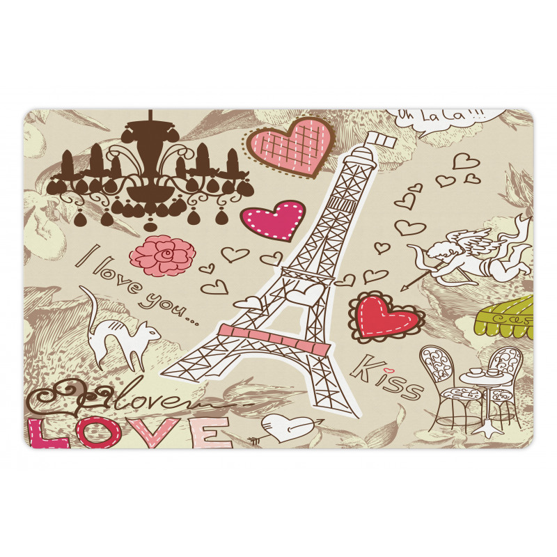 Doodle Eiffel Tower Love Pet Mat