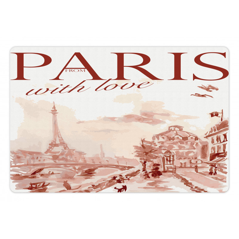 Vintage Watercolor Paris Pet Mat