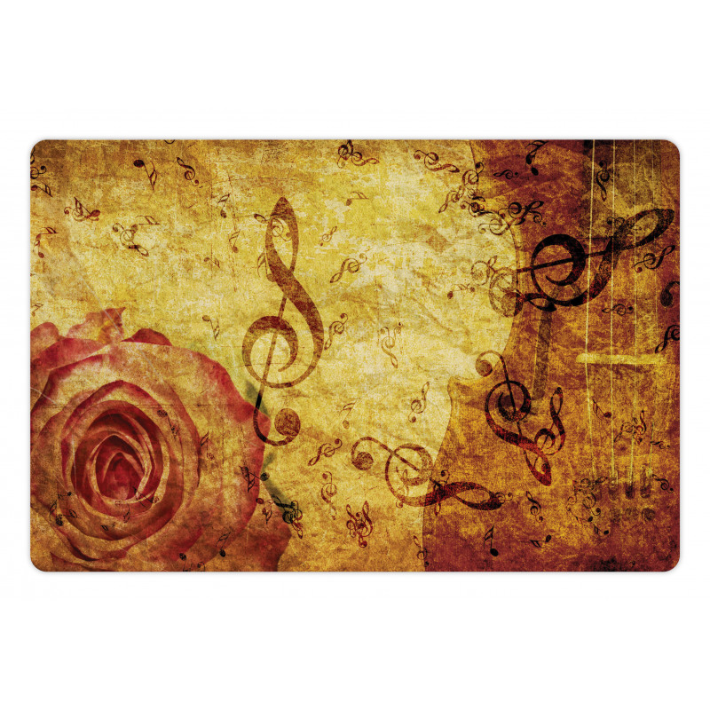 Old Rose Music Note Shabby Pet Mat