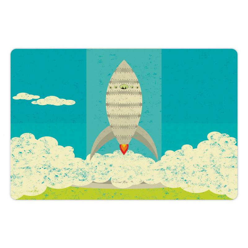 Flying Rocket Clouds Art Pet Mat