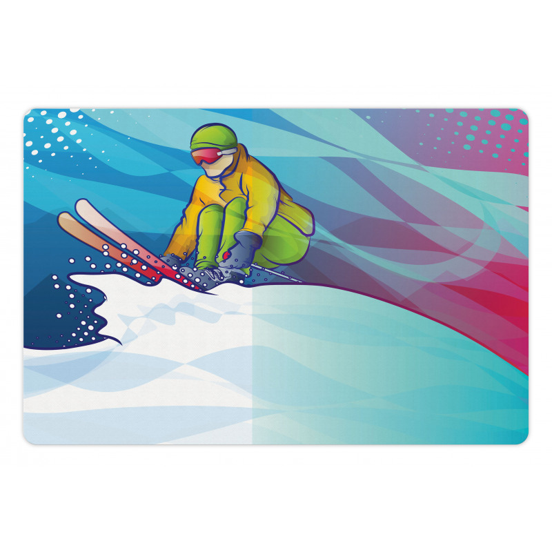 Man Skiing Sportive Scene Pet Mat