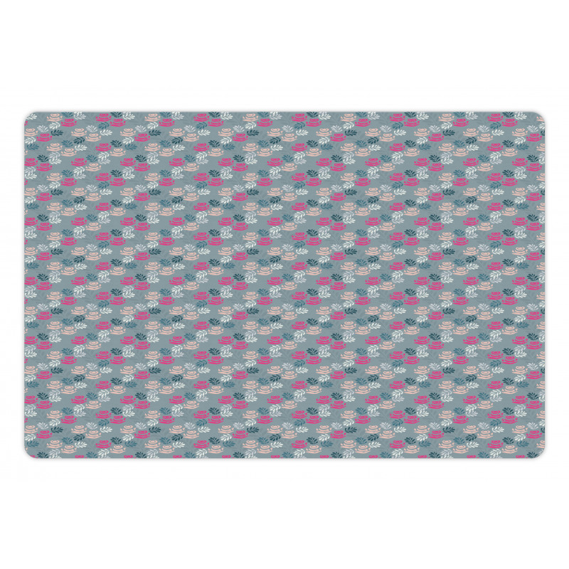 Leafy Branch and Roses Motif Pet Mat