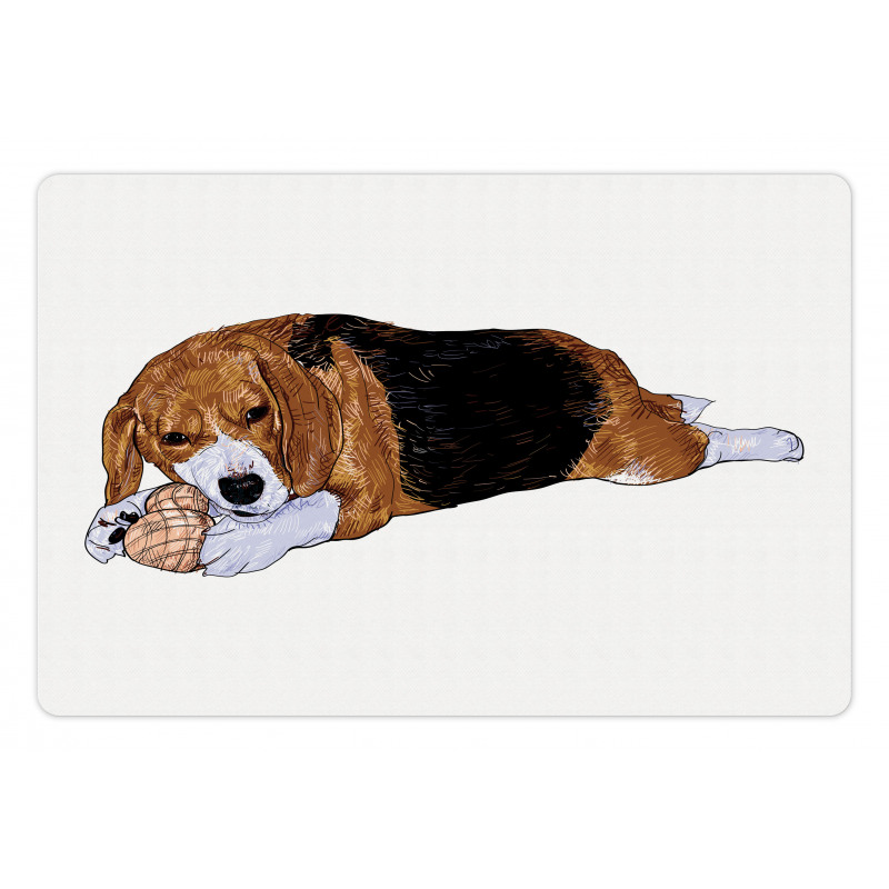 Dog with Toy Play Time Art Pet Mat