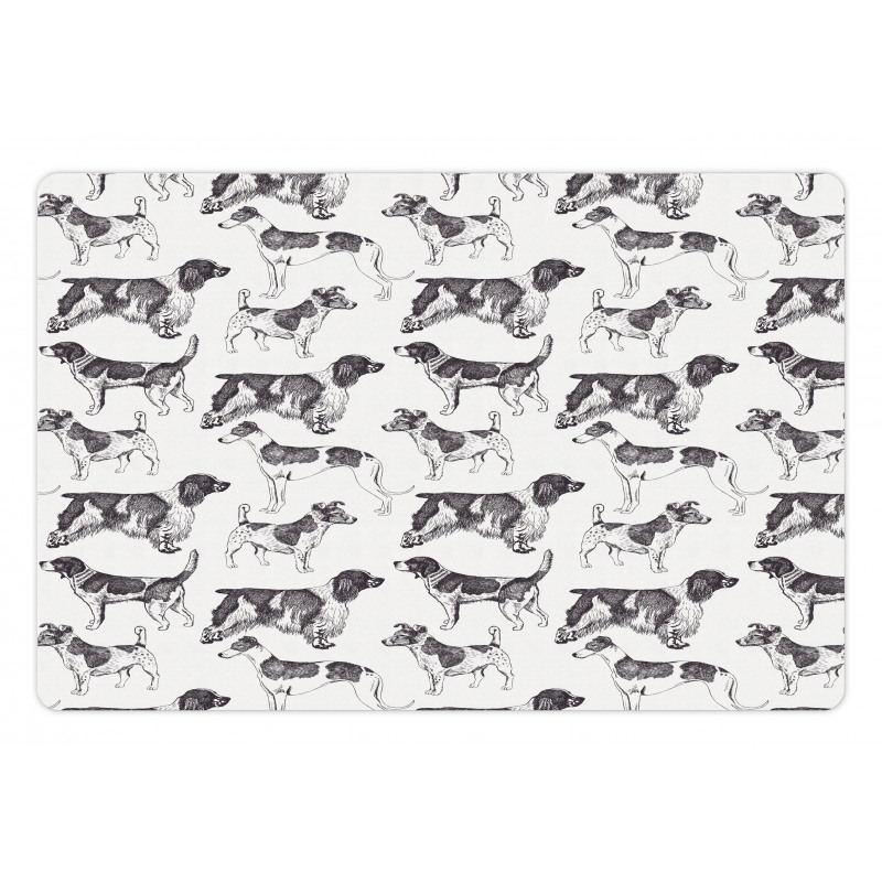 Monochrome Dog Breeds Pet Mat