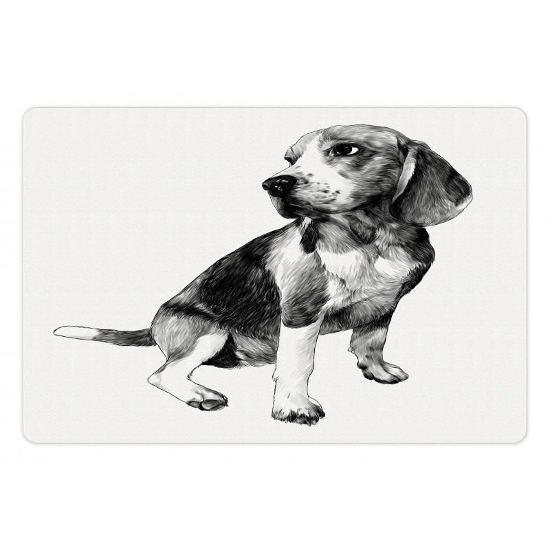 Monochrome Sketch Dog Friend Pet Mat