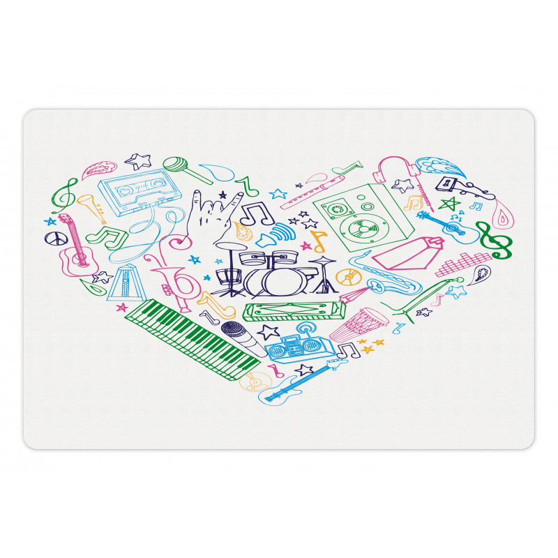 Colorful Instrument Drawings Pet Mat