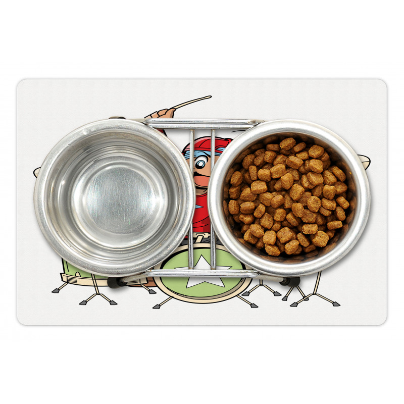 Cartoon Style Boy Drummer Pet Mat