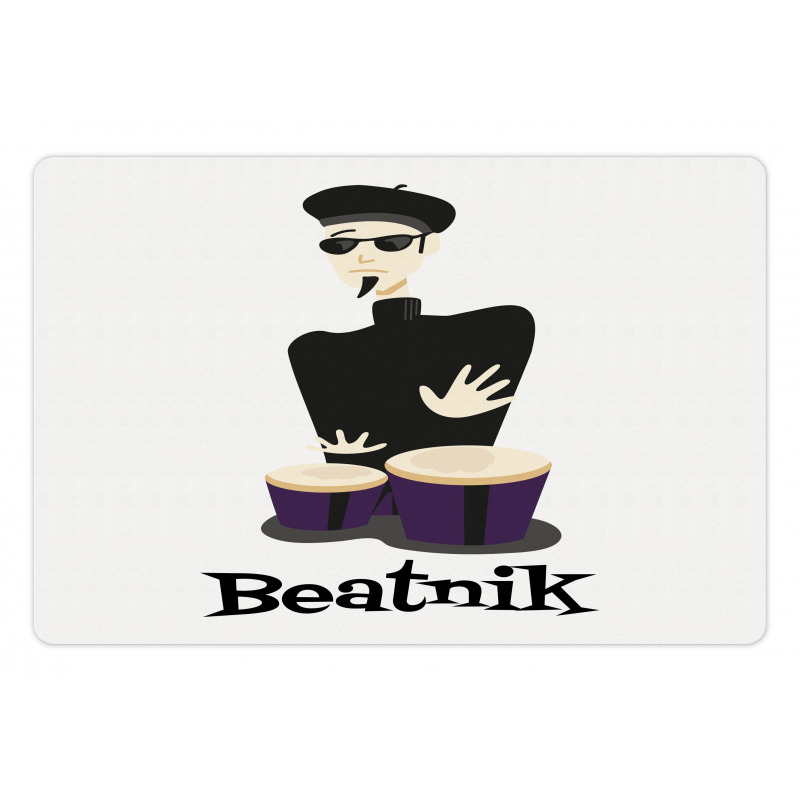 Beatnik Wording Cool Drummer Pet Mat