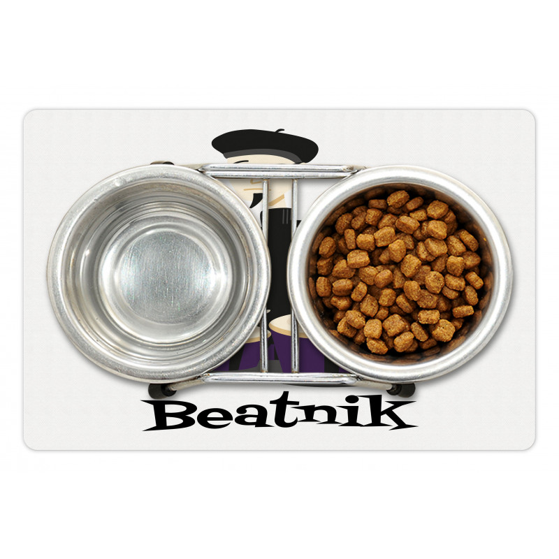 Beatnik Wording Cool Drummer Pet Mat