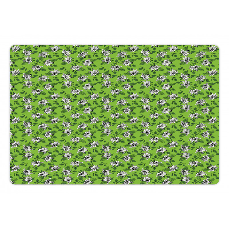 Exotic Graphic Flowers Leaves Pet Mat