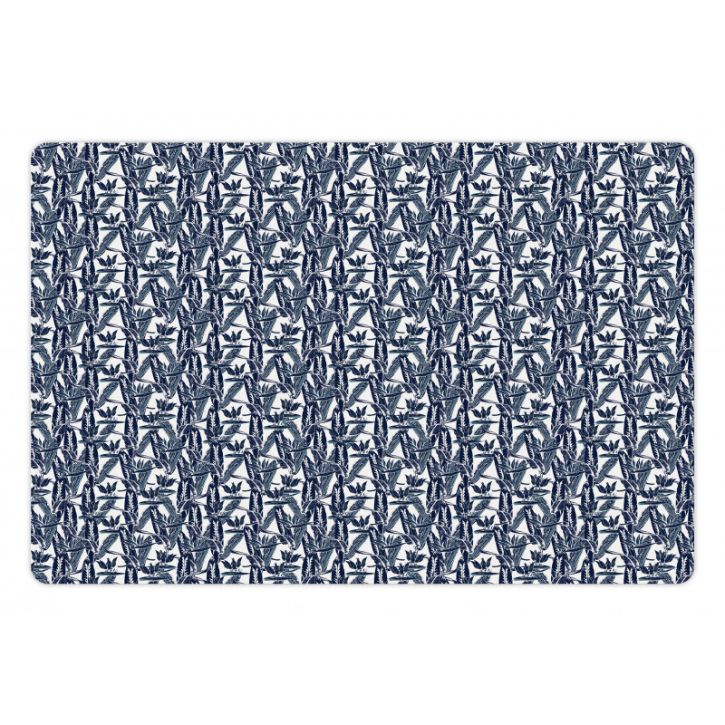 Slate Blue Stripes on Leaves Pet Mat