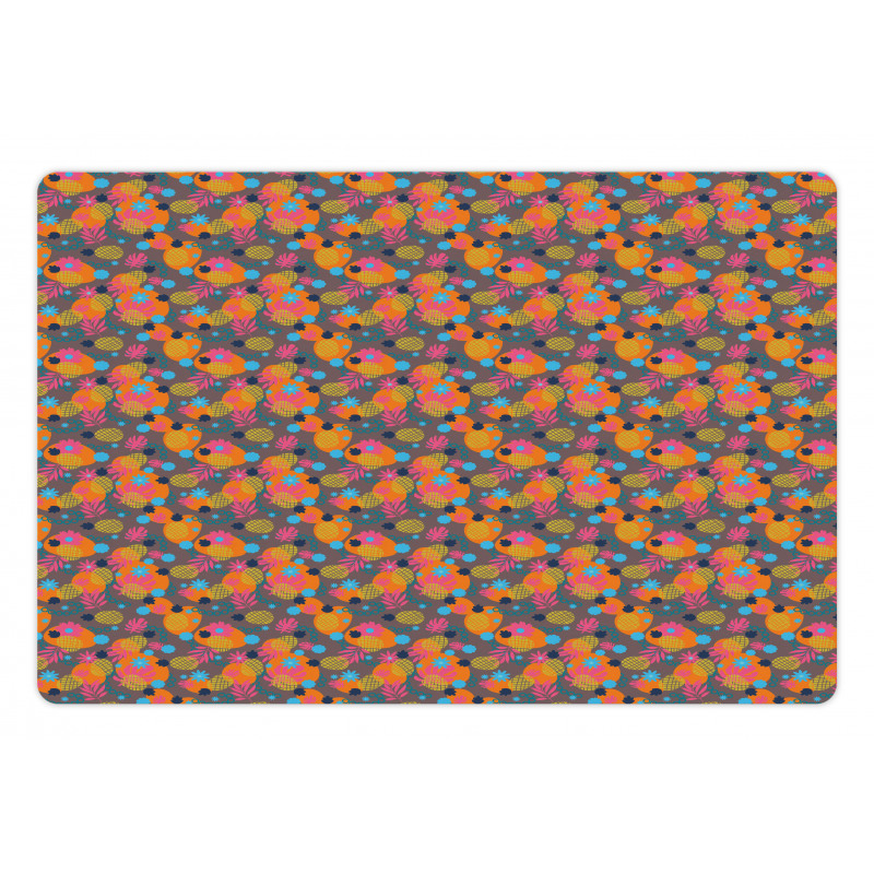 Colorful Flowers Pineapples Pet Mat