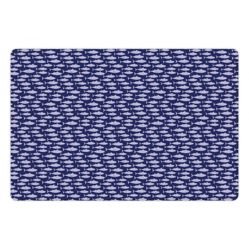 Monotone Fish Pattern Pet Mat