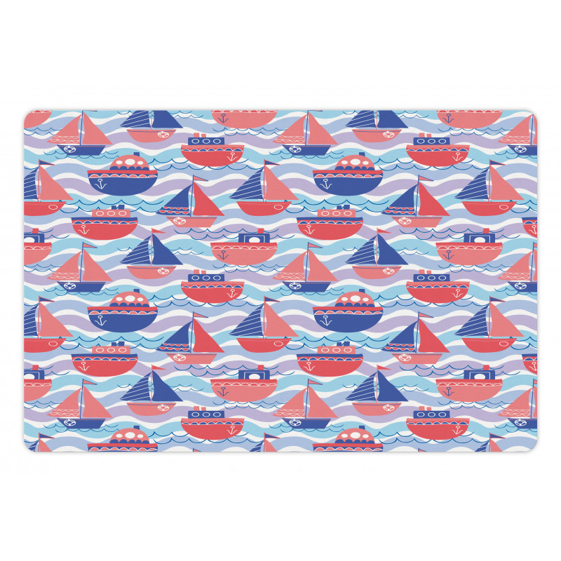 Sailing Boats Wave Graphic Pet Mat