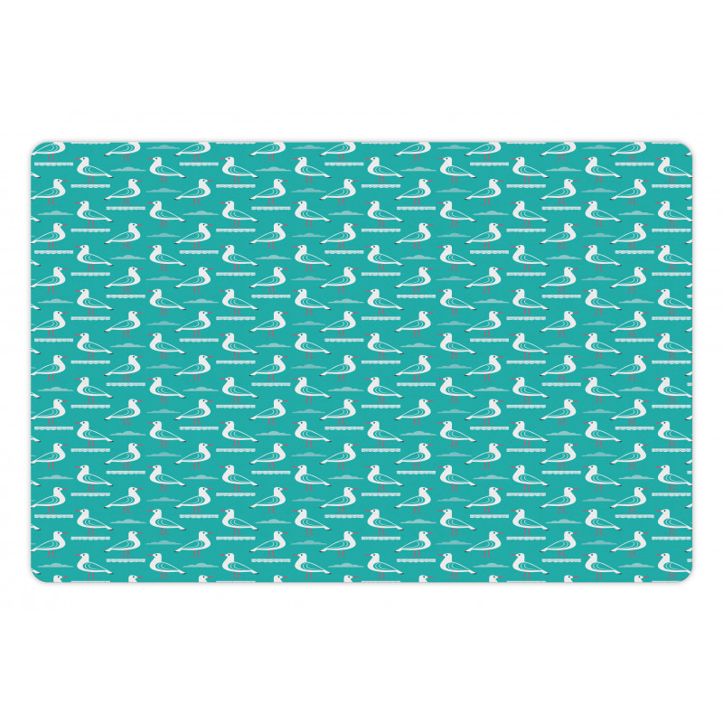 Cartoon Style Clouds Seagulls Pet Mat