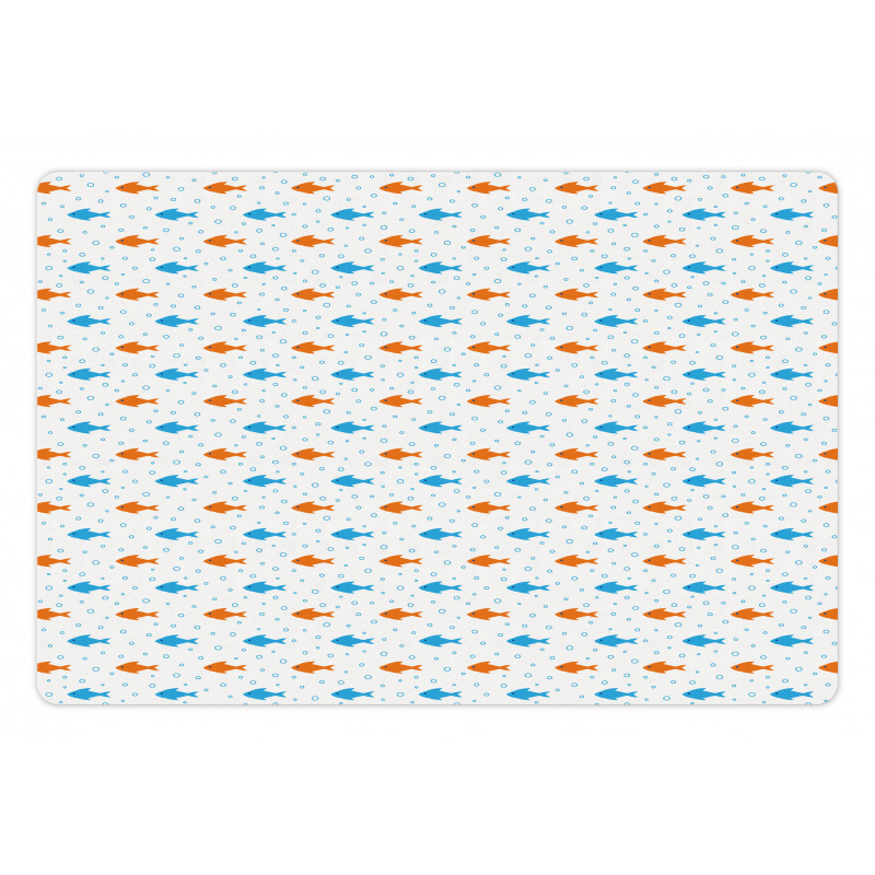 Bicolored Flock of Fish Motifs Pet Mat