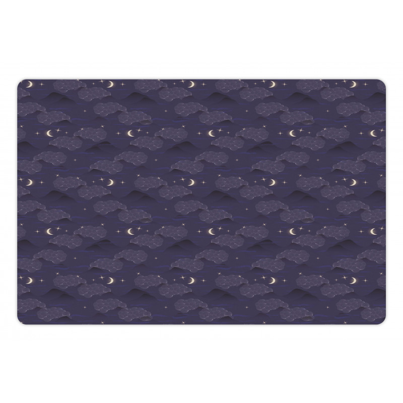 Crescent Moon Stars Clouds Pet Mat