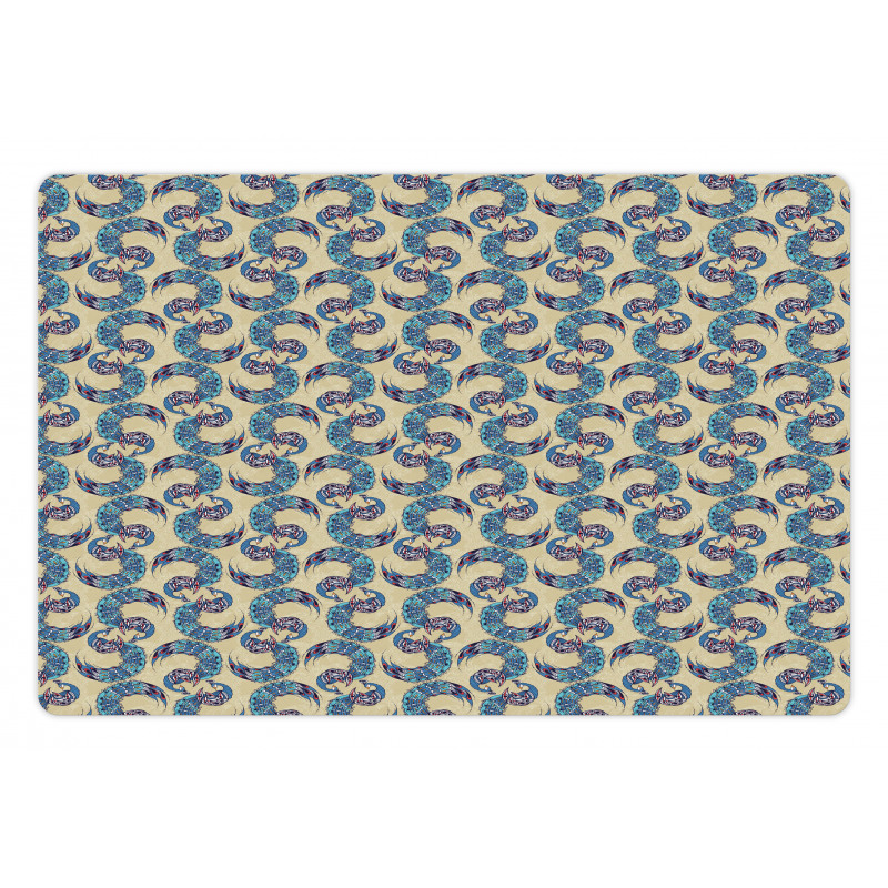 Abstract Japanese Peacock Art Pet Mat