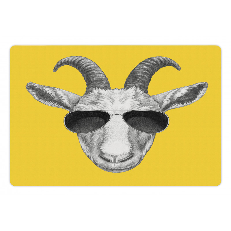 Grey Hand Drawn Goat Pet Mat