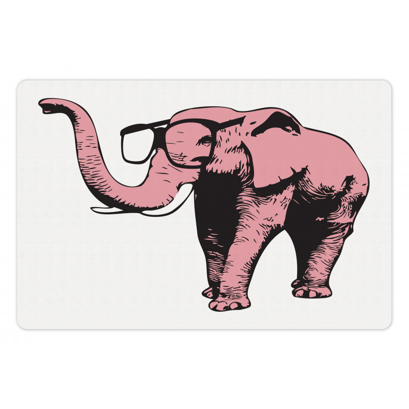 Cartoon Elephant in Glasses Pet Mat