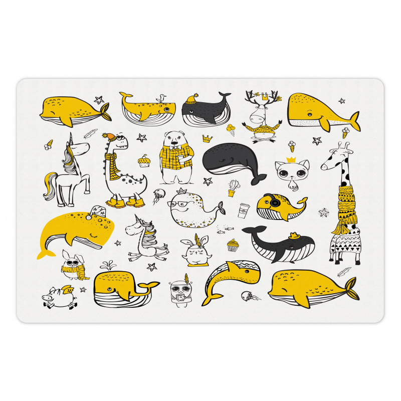 Hipster Style Animal Motifs Pet Mat