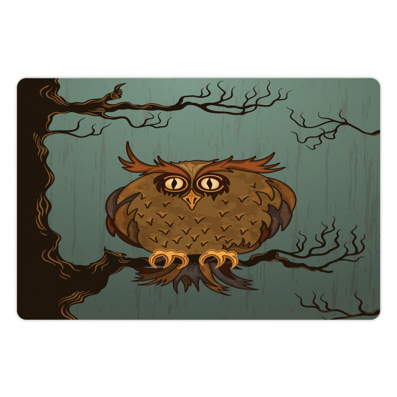 Tired Owl on Oak Tree Pet Mat