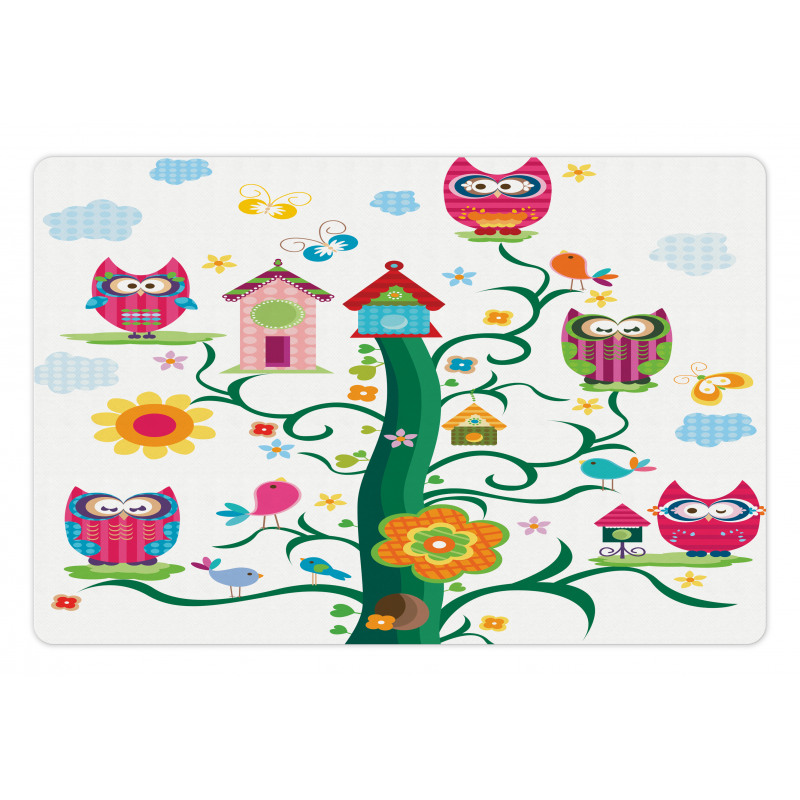 Owls on Tree with Dots Pet Mat