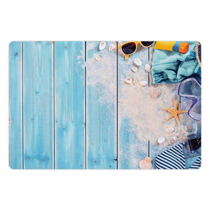 Beach Theme Elements Photo Pet Mat