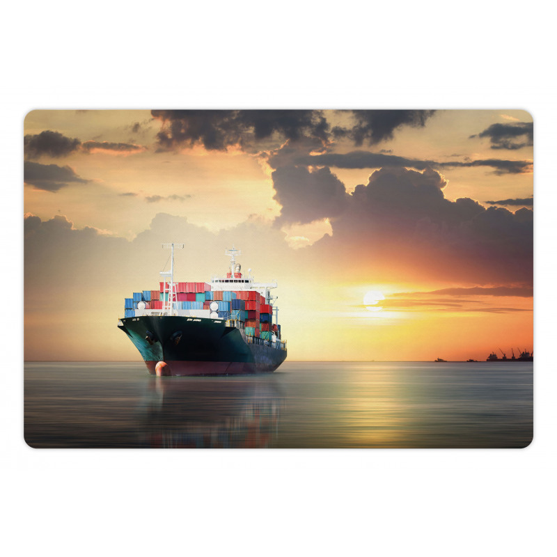 Cargo Ship at Sunset Photo Pet Mat