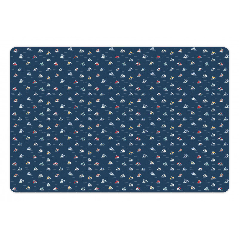 Minimal Colorful Sailboats Pet Mat